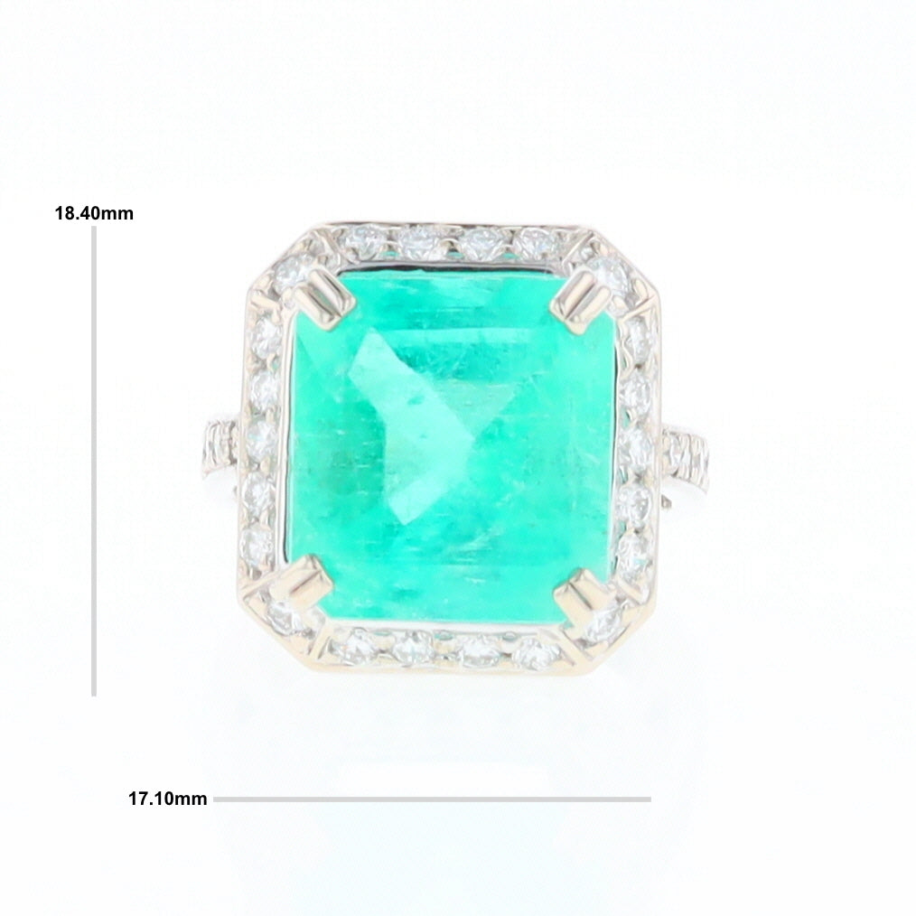 5.25ct Emerald Ring with Diamond Halo