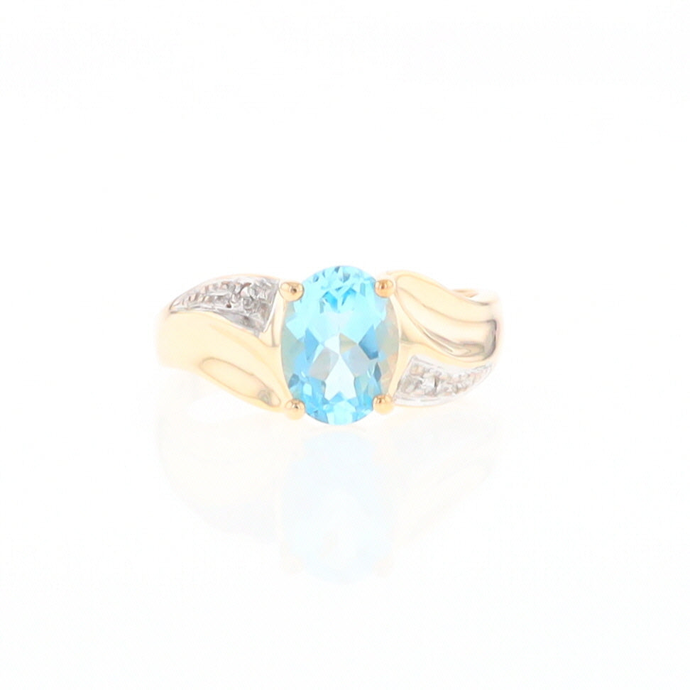 Blue Topaz Ring with Diamond Accents