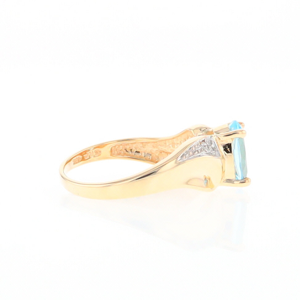 Blue Topaz Ring with Diamond Accents