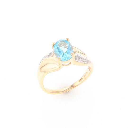 Blue Topaz Ring with Diamond Accents