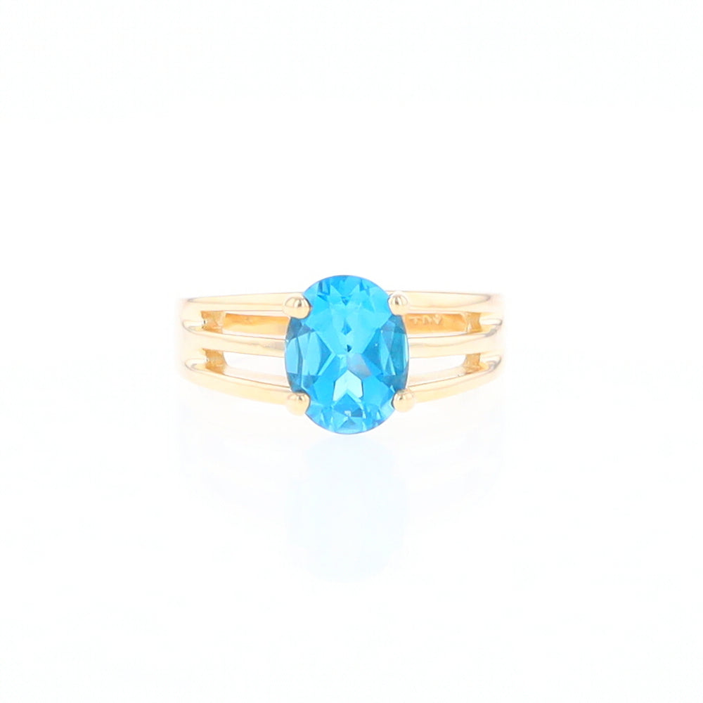 Split Shank Oval Blue Topaz Ring