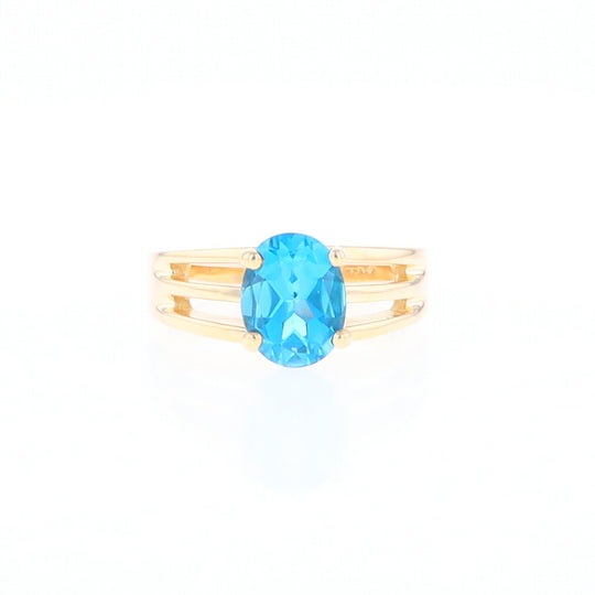 Split Shank Oval Blue Topaz Ring