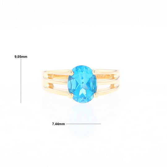 Split Shank Oval Blue Topaz Ring