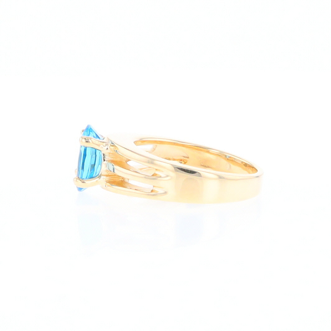 Split Shank Oval Blue Topaz Ring