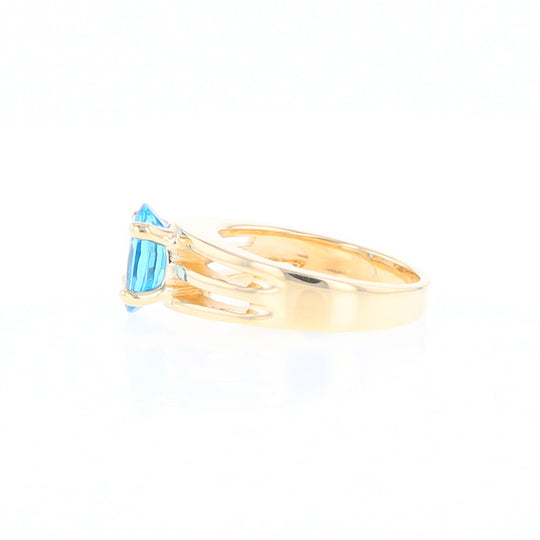 Split Shank Oval Blue Topaz Ring