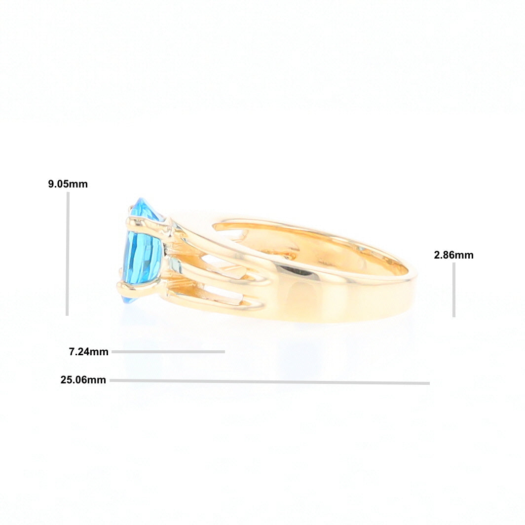 Split Shank Oval Blue Topaz Ring