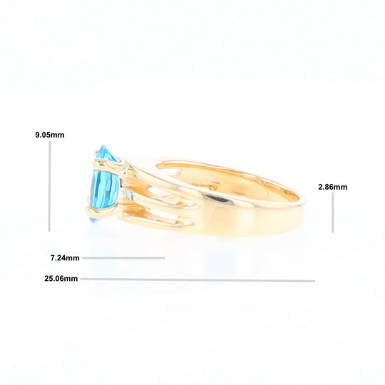 Split Shank Oval Blue Topaz Ring