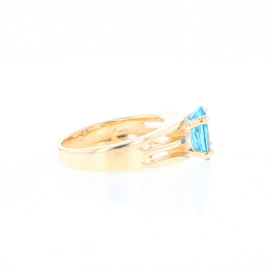 Split Shank Oval Blue Topaz Ring