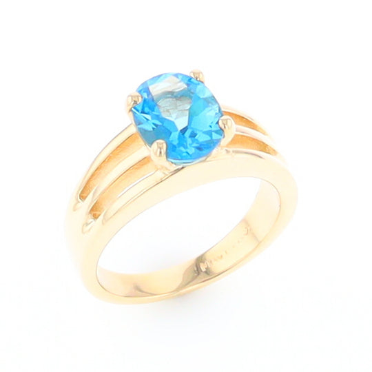 Split Shank Oval Blue Topaz Ring