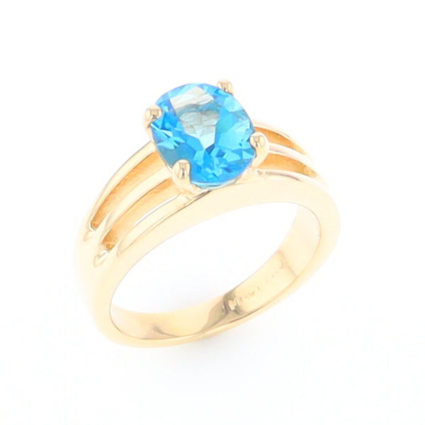 Split Shank Oval Blue Topaz Ring