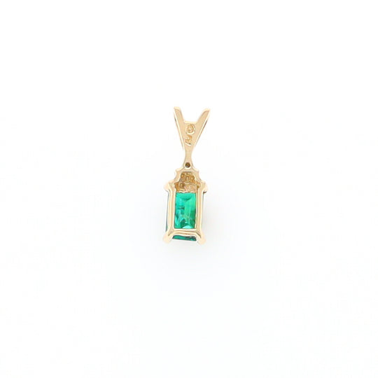 Synthetic Emerald Pendant with Diamond Accents