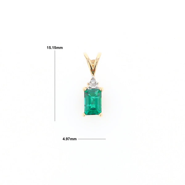 Synthetic Emerald Pendant with Diamond Accents