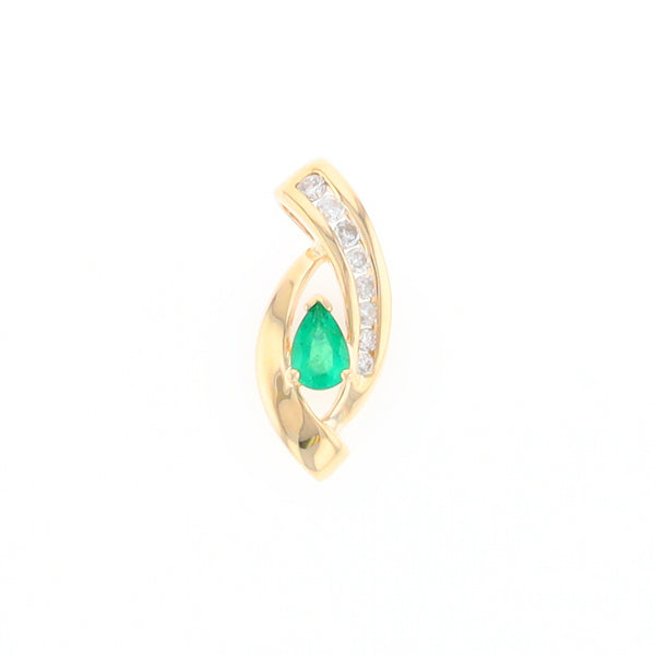 Pear Shaped Emerald Ribbon Pendant