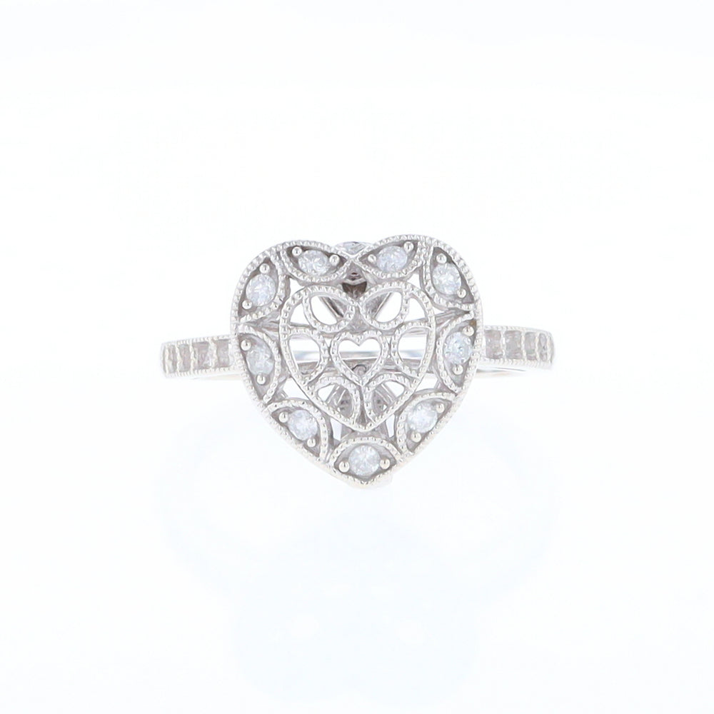 Open Heart Filigree Ring