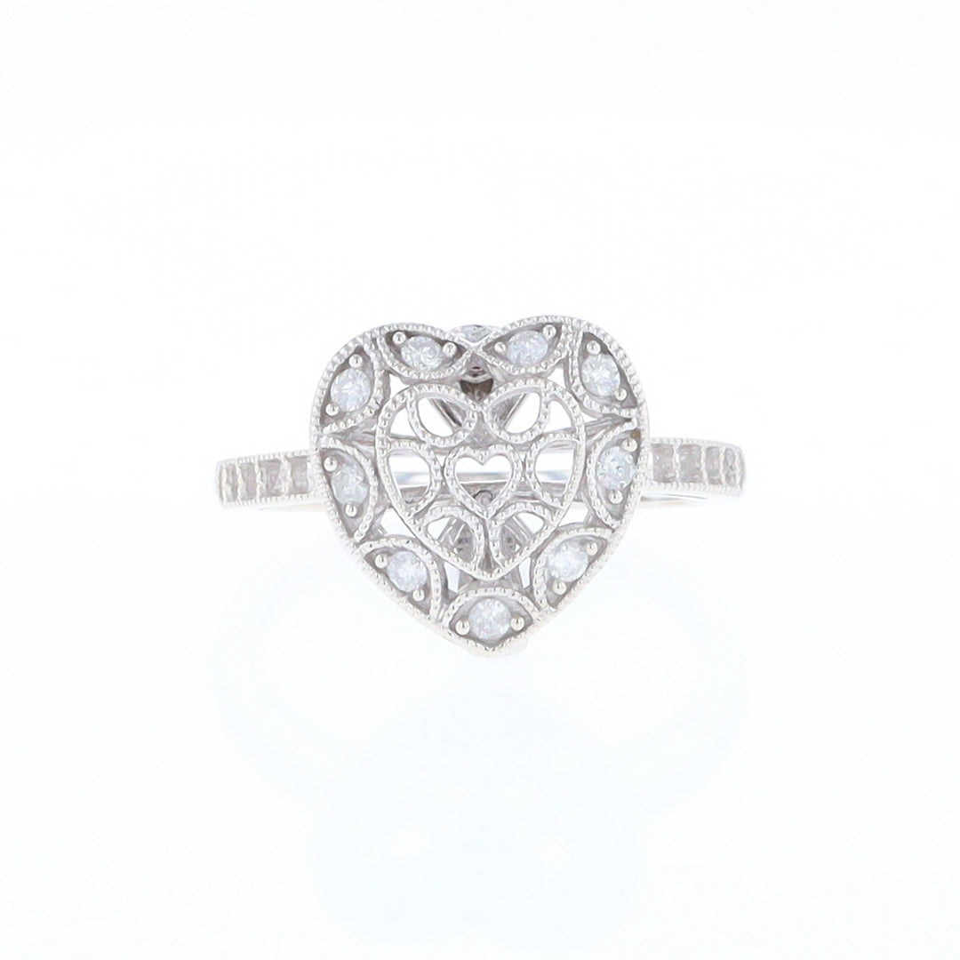 Open Heart Filigree Ring