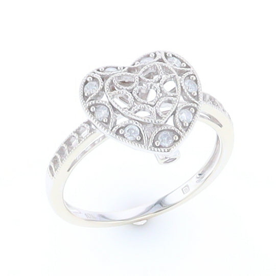 Open Heart Filigree Ring