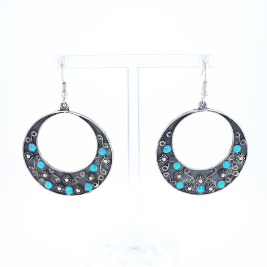 Floral Chrysocolla Hoop Earrings