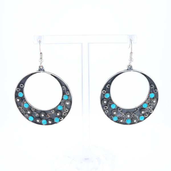 Floral Chrysocolla Hoop Earrings