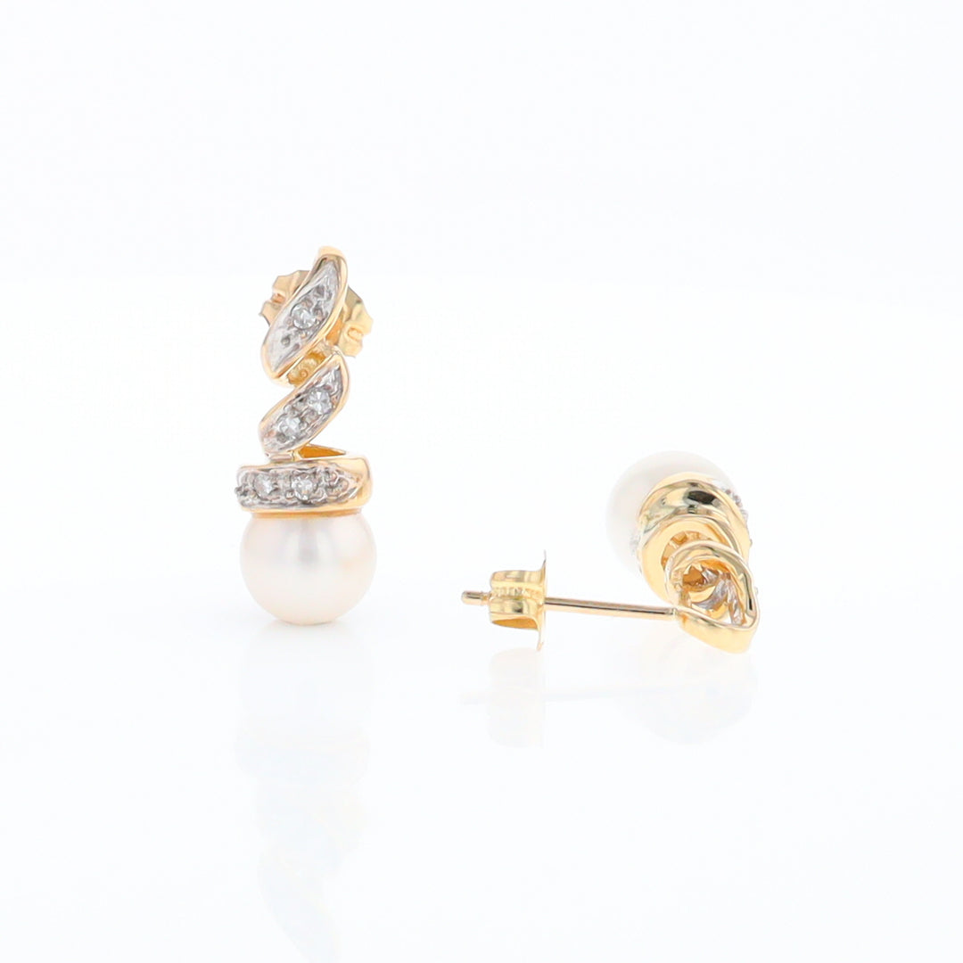 Pearl Spiral Stud Earrings