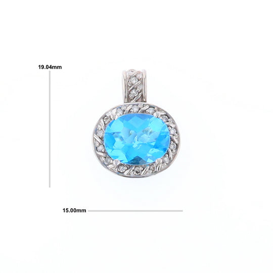 Blue Topaz Oval Halo Pendant