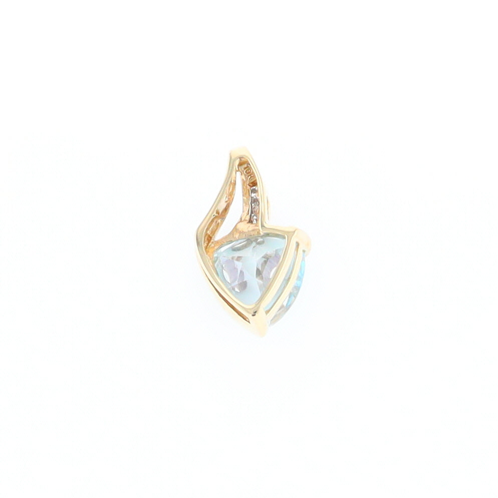 Trillion Blue Topaz Diamond Pendant