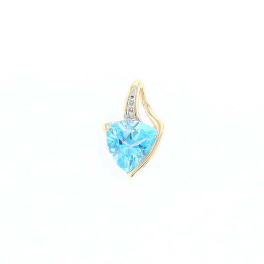 Trillion Blue Topaz Diamond Pendant