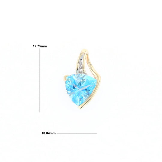 Trillion Blue Topaz Diamond Pendant