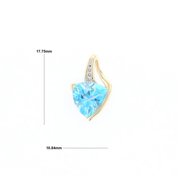 Trillion Blue Topaz Diamond Pendant