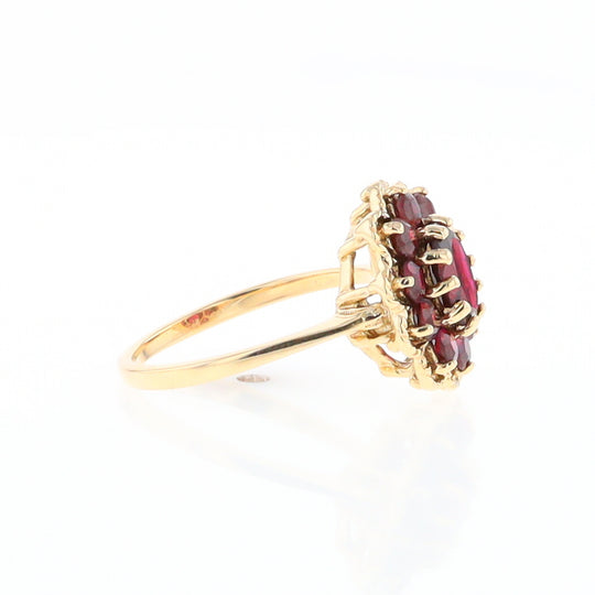 Floral Cluster Garnet Ring