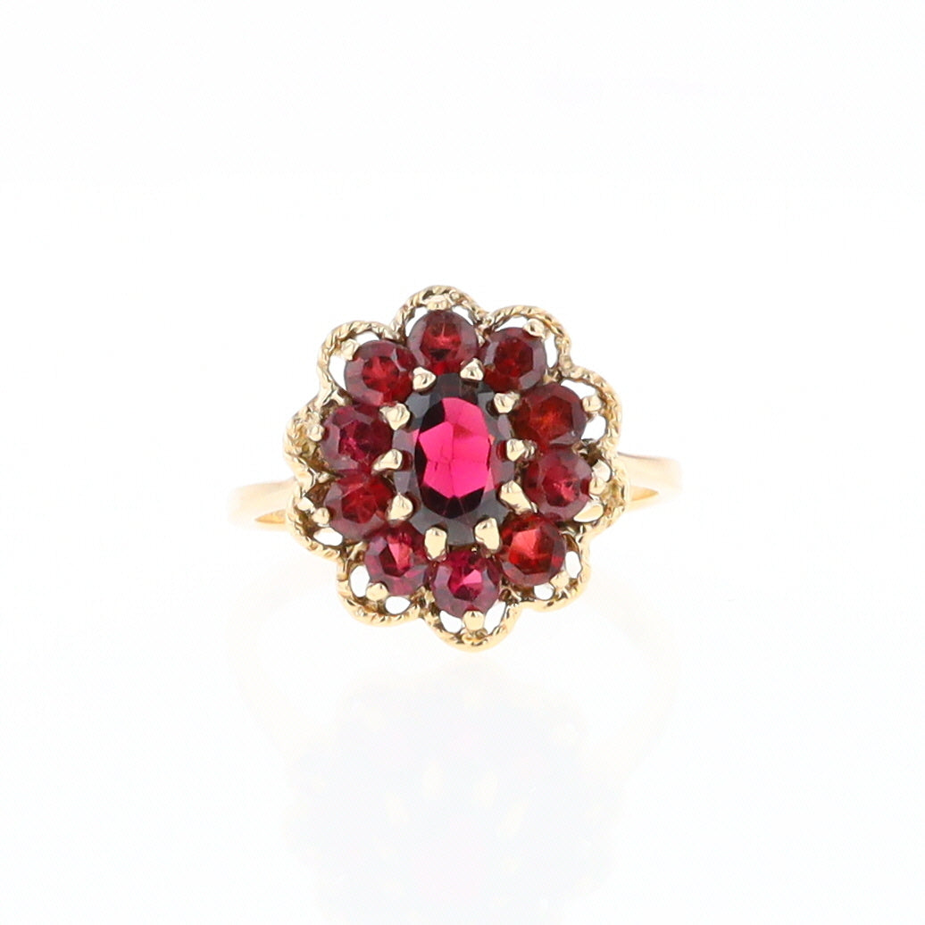 Floral Cluster Garnet Ring