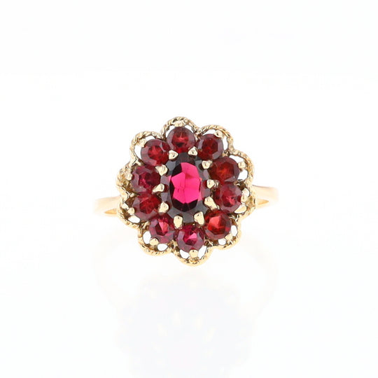 Floral Cluster Garnet Ring