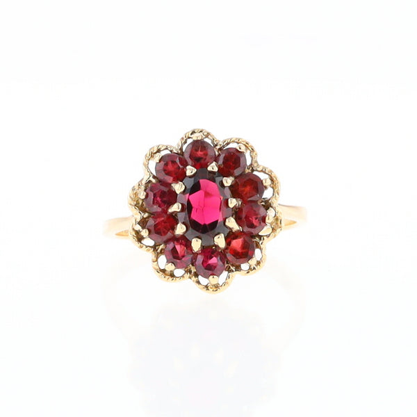 Floral Cluster Garnet Ring