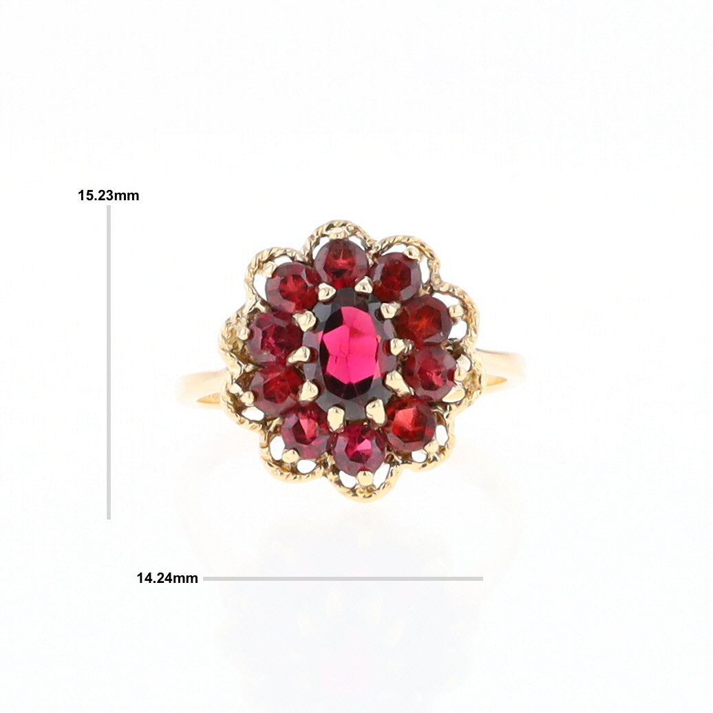 Floral Cluster Garnet Ring