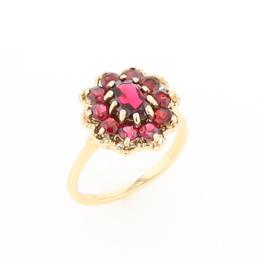 Floral Cluster Garnet Ring