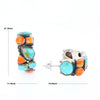 Turquoise & Spiny Oyster Semi-Hoop Stud Earrings