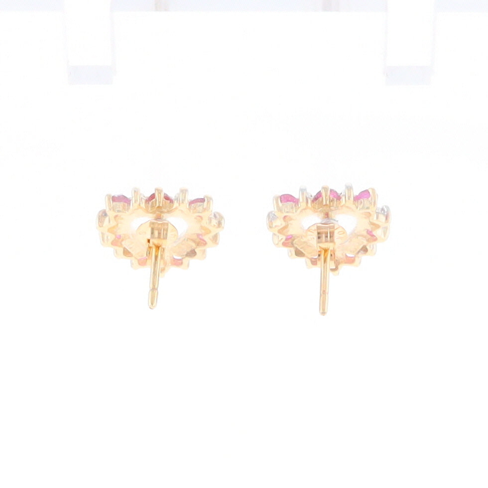 Ruby and Diamond Heart Earrings