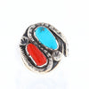 Coral and Turquoise Native Snake Ring