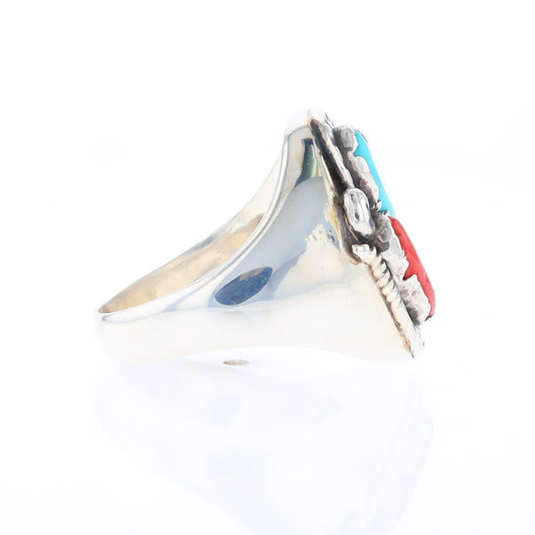 Coral and Turquoise Native Snake Ring