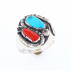 Coral and Turquoise Native Snake Ring