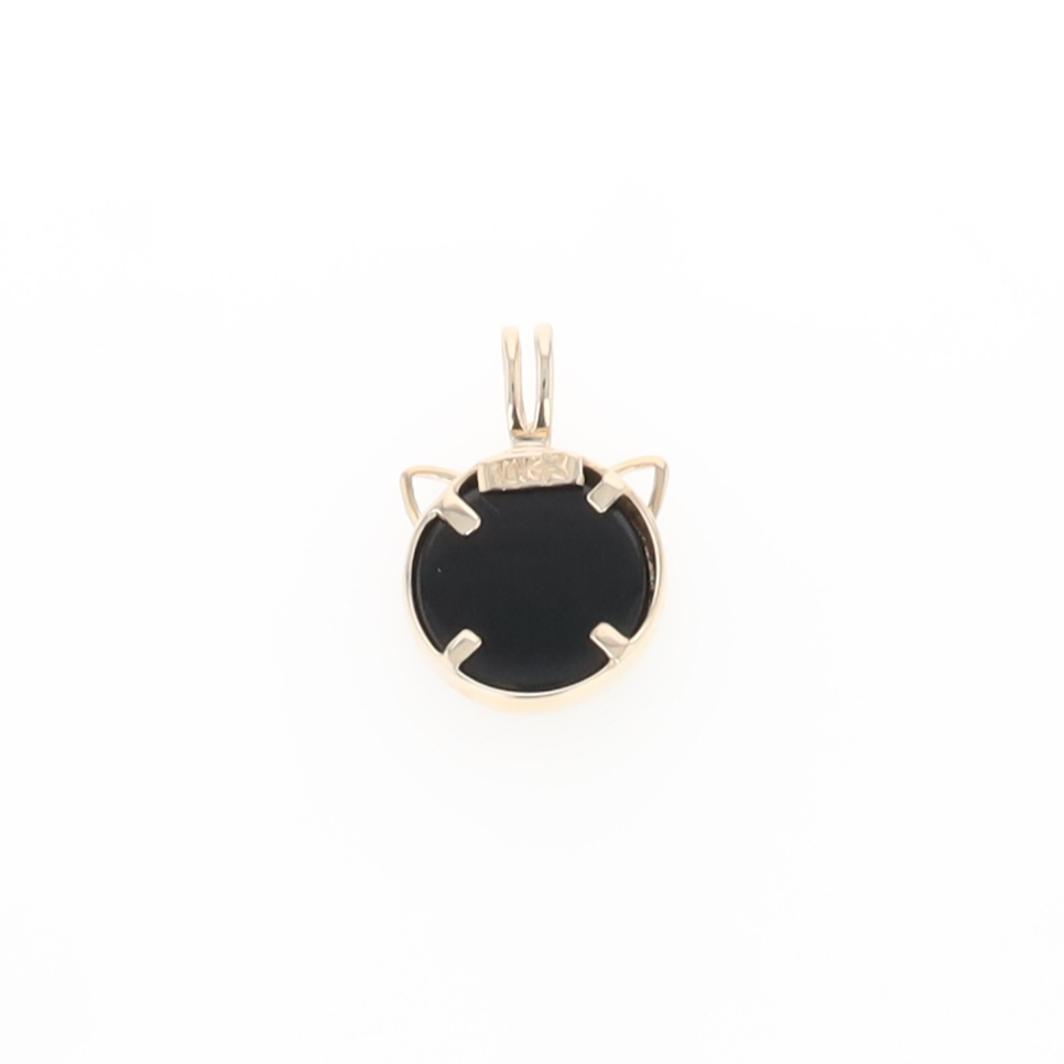 Onyx Cat Pendant with Diamond Eyes