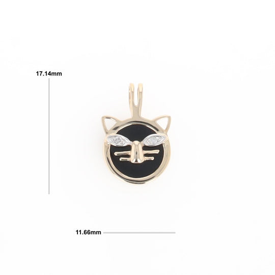 Onyx Cat Pendant with Diamond Eyes