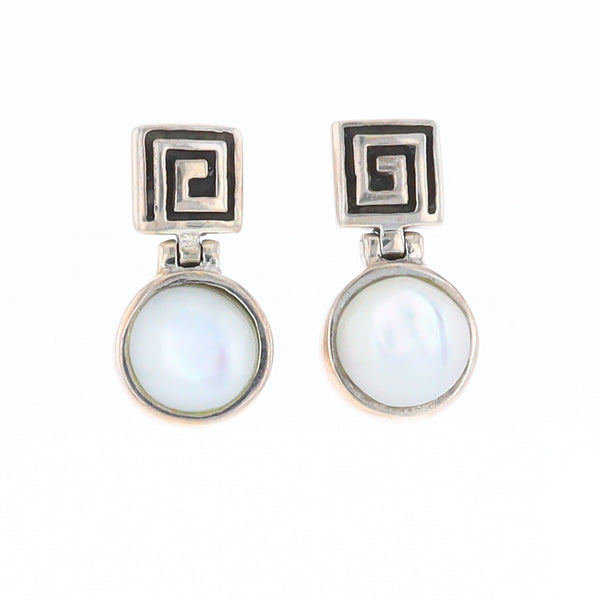 Square Swirl Mother of Pearl Stud Earrings