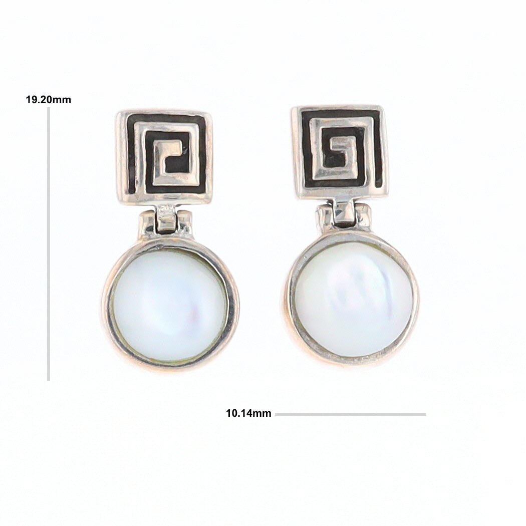 Square Swirl Mother of Pearl Stud Earrings