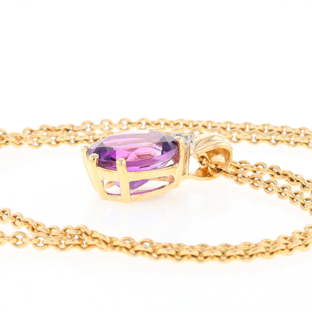 Oval Amethyst Diamond Pendant