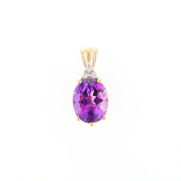 Oval Amethyst Diamond Pendant