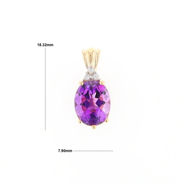 Oval Amethyst Diamond Pendant