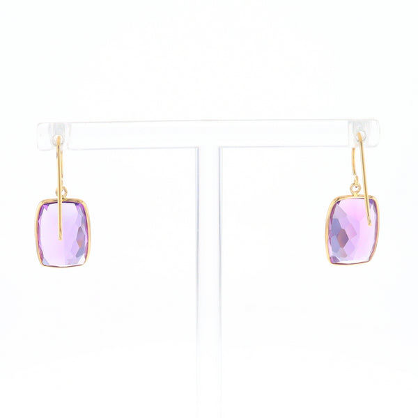 Solitaire Amethyst Dangle Earrings