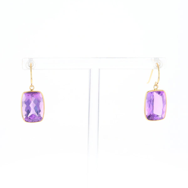 Solitaire Amethyst Dangle Earrings