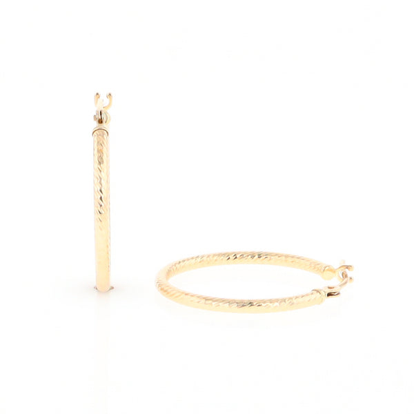 Gold Ribbed Hoop Earrings