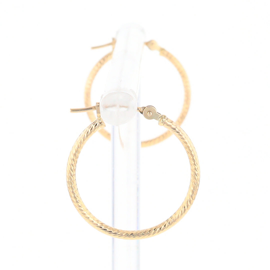 Gold Ribbed Hoop Earrings